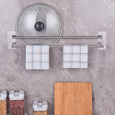 Jornb Double self-adhesive double towel holder, classic SUS304 stainless steel wallpaper, double bathroom and kitchen towel holder (22 inch).. DIAYTAR NIGERIA: Your affordable gateway to thousands of products delivered promptly nationwide.