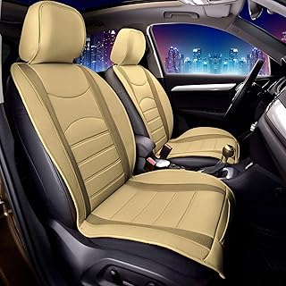 Universal car seat cushions, PU207beigetan102 model of the FH group, in leather, adapt to most cars, SUV, trucks and airbags, dark beige color.. DIAYTAR NIGERIA: Where smart shoppers find everything they need at prices they can afford.