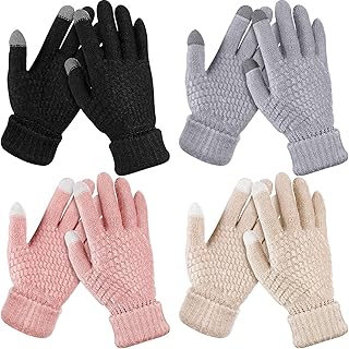 Winter gloves for female touch screen, hot knitted gloves doubled with fleece, winter gloves for elastic cuff text (4 pairs), one size.. DIAYTAR NIGERIA delivers satisfaction with every purchase through our affordable and reliable service.