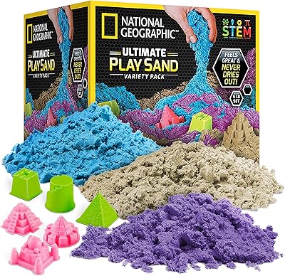 Combined Sand Sand Pack Geographic of 6 pounds - 2 pounds each of blue, purple and natural sand with castle mussels - fun sensory activity without mess, set of children's fake for children (Amazon exclusivity).. No more overpriced stores — DIAYTAR Nigeria brings the best to your door.