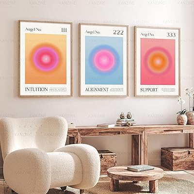 Set of 3 posters of angel numbers in halo degraded, set of colored angel numbers 111 222 333, printing of positive aesthetic quotes, poster of abstract energy aura, decoration of style bedroom y2k.. Discover a world of affordable shopping with DIAYTAR NIGERIA's vast marketplace delivered to you in days.