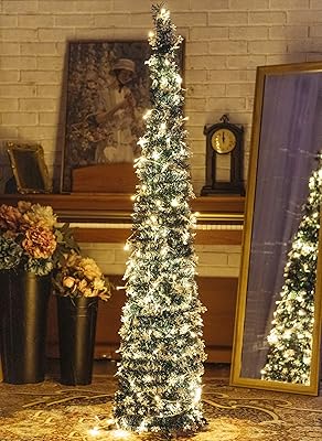 Pop-up artificial Christmas tree with 100 LED lights, foldable Christmas trees for vacation, carnival, Christmas decorations (green).. DIAYTAR NIGERIA makes luxury accessible with our affordable prices and dependable delivery service.