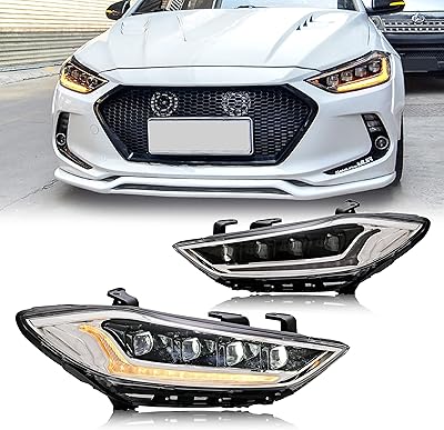 Ingenuity Time LED headlights for Hyundai Elantra 2017 2018 with front start -up lighting (black).. DIAYTAR NIGERIA delivers affordability and convenience to your doorstep within 8 days of purchase.
