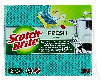 Robust scotch-brite Fresh plaque cleaning sponge for isolated surfaces, dotted cleaning, for dishes and kitchen, powerful cleaning, rinsing cleaning, the package includes 2 rooms.. DIAYTAR NIGERIA: Your trusted e-commerce partner with extensive product choices and affordable delivery.
