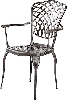 Kinger Home Patio metal dining chairs, batch of 2, aluminum cast iron, trellis pattern - Brown.. DIAYTAR NIGERIA transforms dreams into deliveries with our affordable prices and reliable shipping.