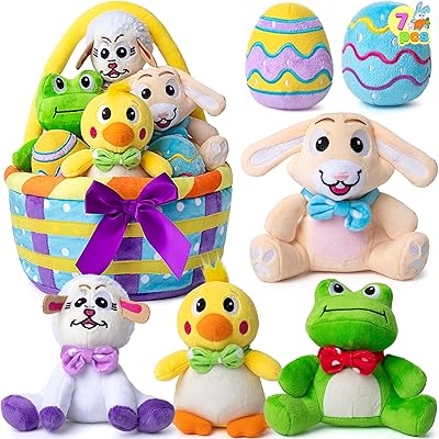 Basket of 7 pieces for Easter, plush game set for baby children, celebration gifts on the Easter theme, Easter egg hunt, filling of baskets, decorations of supplies of party supplies.. Discover endless possibilities with DIAYTAR NIGERIA's extensive product range and affordable shipping.