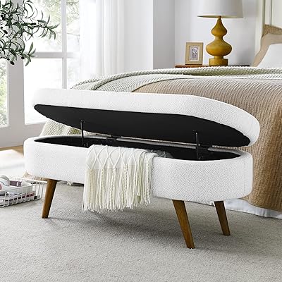 435 -inch oval Evek storage bench with padded entrance bench in linen fabric with feet.. DIAYTAR NIGERIA: Empowering Nigerians with access to affordable products delivered within 8 days.