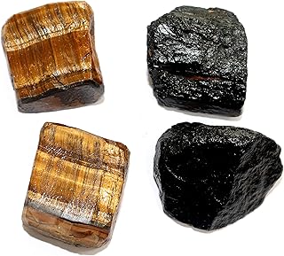 RR Sheikh Gems Natural Black Tourmaline and Golden Tiger Eye Brute Rock Stones Precious Stones of Healing Crystal, Crystal, Black Tourmaline and Golden Tiger eye.. DIAYTAR NIGERIA: Your affordable gateway to thousands of products delivered promptly nationwide.