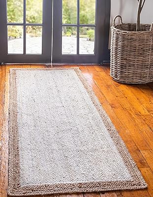 Natural bohemian braided carpet made by Agro Richer, white tinted rectangular carpet for the living room, kitchen and interior and outdoor garden (7.6 x 6 inches).. DIAYTAR NIGERIA: Where shopping meets satisfaction with affordable prices and prompt delivery services.