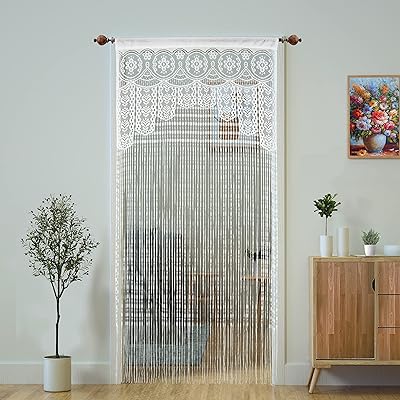 Lace door curtain, part separator, entry window curtain, separation panel, wall decoration, wardrobe curtains for bedroom, black curtains (white, 2).. DIAYTAR NIGERIA: Where affordability meets reliability with thousands of products delivered promptly.