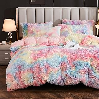 Yoshoho double bed set in ultra-soft fake in fluffy velvet (1 duvet cover + 1 pillowcase) rainbow).. Shop across categories at DIAYTAR NIGERIA with the confidence of prompt and budget-friendly delivery.