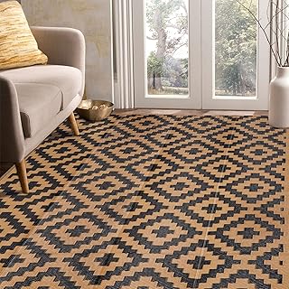 Large Sandmine plastic straw carpet with modern design (black and brown, 5 x 8 inch).. Discover unbeatable variety on DIAYTAR Nigeria — shop today, delivered this week.
