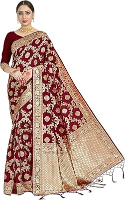 Sari woven in banana silk for women | Traditional Indian Indian wedding sari with unwanted blouse, one size.. Shop across categories with ease at DIAYTAR NIGERIA, delivering affordability within the week.