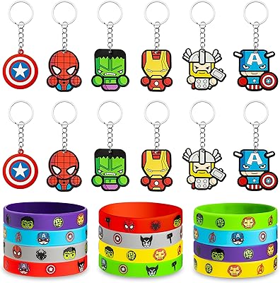 Set of 24 bracelets and superhero keychaps Marvel Avengers of 6 sec, several colors, several sizes.. Great finds. Great prices. Fast shipping. That’s DIAYTAR Nigeria.