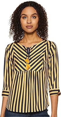 Striped blouse regular cut for crave (model ss19kravecordy_yn_ yellow/navy).. Shop for less and receive more with DIAYTAR NIGERIA's expansive e-commerce platform and nationwide delivery.