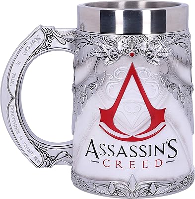 Nemesis now B5296S0 Assassin resin figurine's creed White Game Tankard under official license with stainless steel.. From Lagos to Kano, DIAYTAR Nigeria delivers across Nigeria in days.