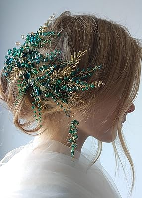 Cursebeauty Golden Green Pearls Bank with Earrings for Married Wedding Hair Accessories.. Shop confidently with DIAYTAR NIGERIA, offering affordable prices and reliable delivery within a week.