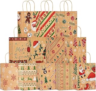 Smarbo 12 pieces Christmas gift bags in kraft size 7.3 x 3.3 x 9.1 inches, medium -sized gift bags matching Christmas with handles for holiday supplies.. Shop the future with DIAYTAR NIGERIA - thousands of products, unbeatable prices, delivery within a week.