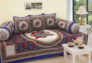 Set of 6 rajasthani diwan cotton 144 son - abstract, blue cards.. DIAYTAR Nigeria: Great value, fast delivery, and endless options.