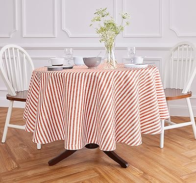Round tablecloth Solino Home Linen - Amalfi striped tablecloth 100 % pure linen 70 inches - red and white table cover for summer, dining room, banquet, party, interior, exterior - handcrafted from European linen European.. Shop efficiently with DIAYTAR NIGERIA, offering thousands of products at unbeatable prices delivered promptly.