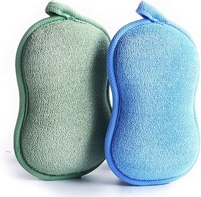 Baby Baby Babou Baba Baba Mate Bath Sponge - 2 Super soft and absorbing sponge for baby's skin - blue and green.. DIAYTAR NIGERIA: Where smart shoppers find everything they need at prices they can afford.