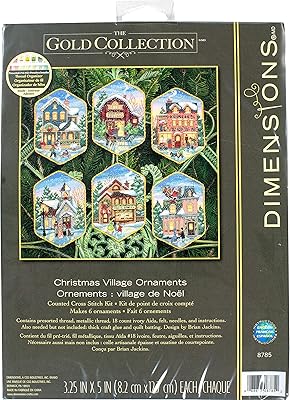 Decorations at cross stitch counted Dimensions Gold Collection Christmas Village.. DIAYTAR NIGERIA: Where shopping dreams become reality with budget-friendly prices and prompt delivery.