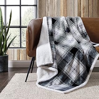 Eddie Bauer - Reversible sofa cover in Sherpa fleece for all seasons, interior decoration (checkered pattern, thrown).. With DIAYTAR Nigeria, your wishlist becomes reality, fast.
