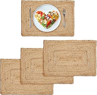 Standard in braided jute Housetair 13 "x 19" - Reversible natural woven tablets for kitchen and dining table (lot of 4).. Get more, save more — only on DIAYTAR Nigeria.