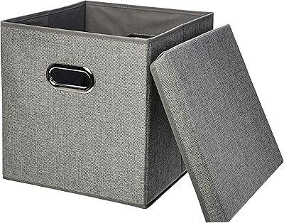 Foldable cube storage box in Amazonbasics jute canvas with lid, set of 2.. DIAYTAR NIGERIA: Where every Nigerian finds affordable products delivered within the week.