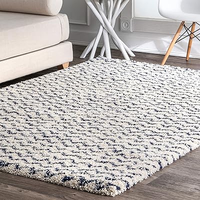 Nalom Cuellar Shag Chevron carpet 4 feet x 6 feet blue.. Skip the lines and shop online — DIAYTAR Nigeria delivers to your door in days.