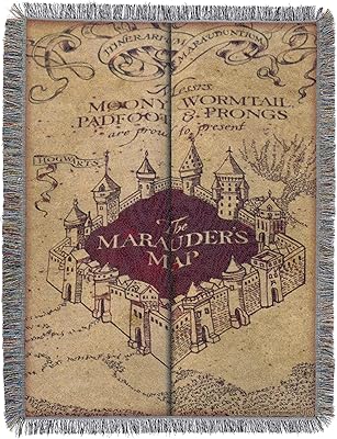 Harry Potter woved decorative cover, 48 "x 60", marauder card pattern.. Shop confidently with DIAYTAR NIGERIA, offering affordable prices and reliable delivery within a week.