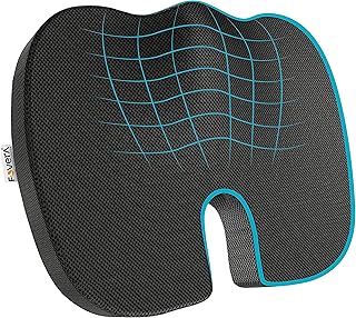 Fovera Orthopedic seat cushion in memory foam for coccyx to relieve coccyx pain for office chair/house (l above 80 kg weight, black).. DIAYTAR NIGERIA combines the largest product selection with affordable prices and reliable delivery.