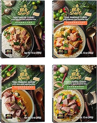 Instant meals ready to eat in the Shanye Panang Thai-Us-Curry Green with salmon and rice.. Say goodbye to limited options and long shipping times. DIAYTAR Nigeria delivers variety, quality, and affordability straight to your door.