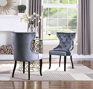 Dining room chair with velvet wings with Naomonic Home pimples with contemporary espresso wooden feet, Lot of 2, gray.. Every order, every item — DIAYTAR Nigeria delivers fast and reliably.