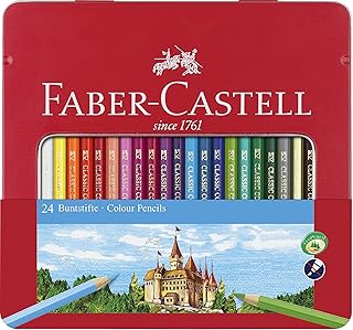 Classic Fiber-Castell 24-colored color pencils in a flat, multicolored, wp20 metal box.. DIAYTAR NIGERIA delivers more than products - we deliver affordable solutions within days.
