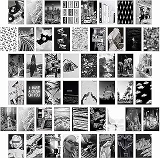 Cy2Side 50 pieces of aesthetic images in black and white for wall, 50 sets of 4 x 6 inch, set of elegant collage prints, decoration of girls's bedrooms, vintage wall prints for bedroom, display of university dormitory images, posters.. DIAYTAR NIGERIA brings the market to your fingertips with affordable prices and swift delivery services.