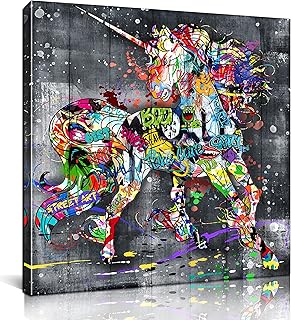 Large wall canvas will bebki for the living room - unicorn images for wall decoration - poster banksy ready to hang, size 36 "x 36".. Explore the biggest product variety online — only at DIAYTAR Nigeria.