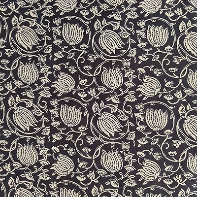 Hand -printed fabric for handicraft boats per meter - pre -cut 3 meters wide 42 " - 100 % cotton material - Black floral and cream pattern - Light fabric to make summer Kurti dresses, etc., 44.. DIAYTAR Nigeria offers the perfect blend of affordability and efficiency. Shop now and get your products delivered between 5 and 8 days nationwide.