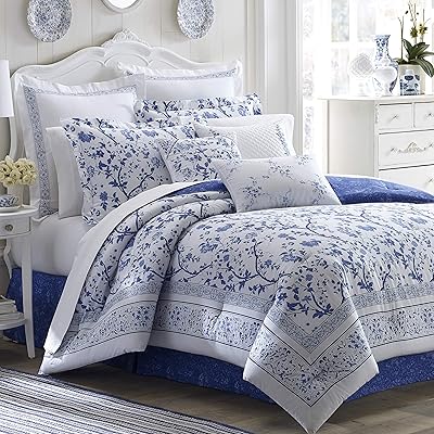 Laura Ashley Home - Charlotte Collection - Ultra soft luxury bedroom set, light and comfortable bed, elegant design for interior decoration, double size, China blue.. DIAYTAR NIGERIA transforms online retail with our affordable platform and dependable shipping service.