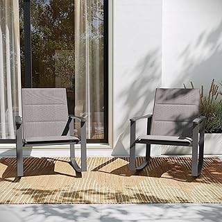 Flash Furniture, a set of brazos outdoor rocking chairs, made of a flexible and comfortable material and a black metal structure, gray/black color.. Your favorite online marketplace — DIAYTAR Nigeria delivers quick and cheap.