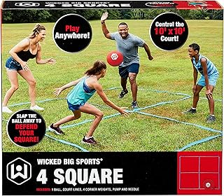 Wicked Big Sports 4 Square Game with field lines to play outdoors in the garden, the beach, the park, fun for all, red (1925).. DIAYTAR NIGERIA: Your trusted marketplace that combines variety, affordability and reliable shipping.